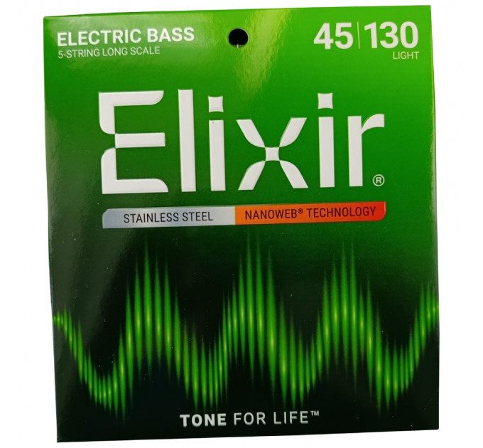 Elixir 45-130 Nanoweb (14777) стальные струны на бас